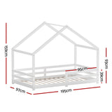 Artiss AMOS Kids House Single Bed Frame — White Solid Pine — Allure Home Collections