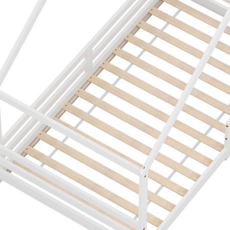 Kids house single bed frame in white