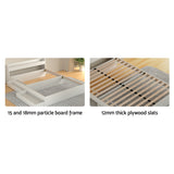 Artiss AURA white particleboard bed frame headboard close-up — Allure Home Collections