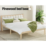 Artiss BRUNO minimalist pine double bed frame styled in bedroom — Allure Home Collections
