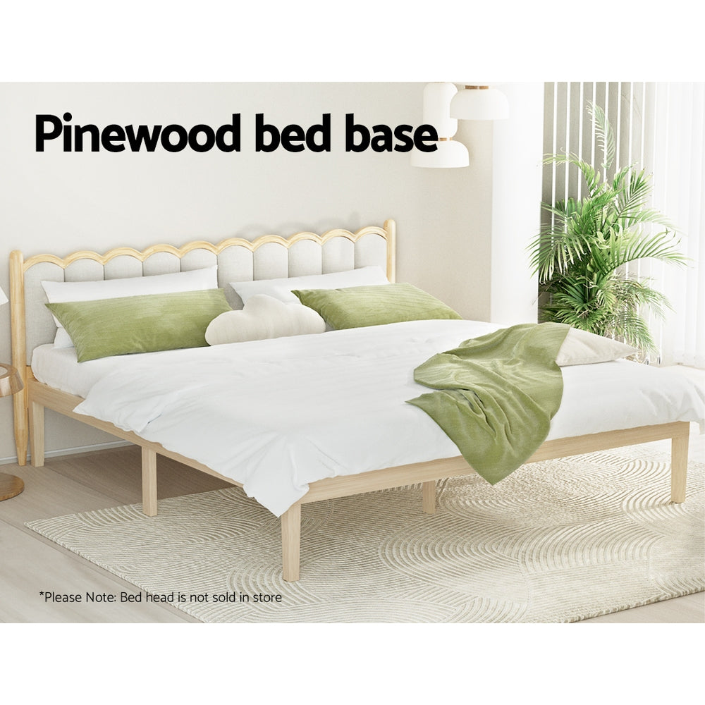 Artiss BRUNO king pine platform bed frame side view — Allure Home Collections