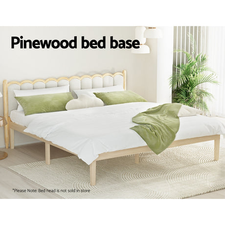 Artiss BRUNO king pine platform bed frame side view — Allure Home Collections
