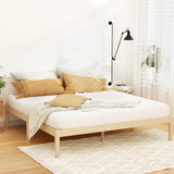 Artiss BRUNO king wooden base mattress platform in pine — full front view — Allure Home Collections