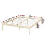 Artiss BRUNO bed frame pine headboard and platform close-up — Allure Home Collections