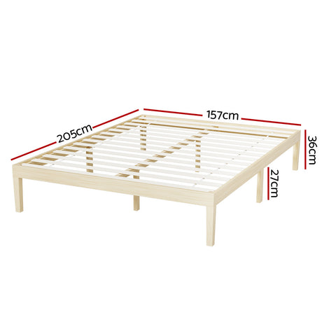 Artiss BRUNO bed frame pine headboard and platform close-up — Allure Home Collections