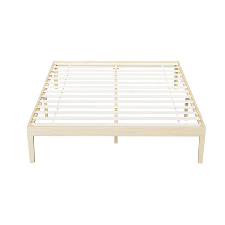 Artiss BRUNO queen pine bed frame side profile showing 36cm height — Allure Home Collections