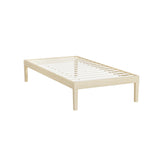 Artiss BRUNO single pine platform bed frame from foot end — Allure Home Collections