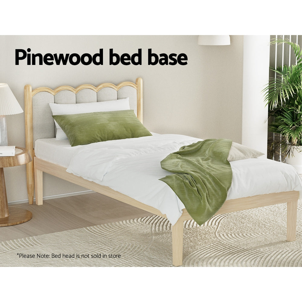 Artiss BRUNO single pine platform bed frame side profile — Allure Home Collections