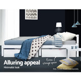 Artiss LEXI white pine double bed frame showing 50cm bed head height — Allure Home Collections