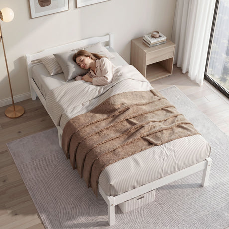 Bardonecchia King Single Wooden Bed Frame, White
