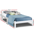 Artiss LEXI king single wooden bed frame in white — full front view — Allure Home Collections