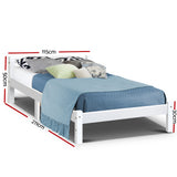 Artiss LEXI king single wooden bed frame in white — full front view — Allure Home Collections