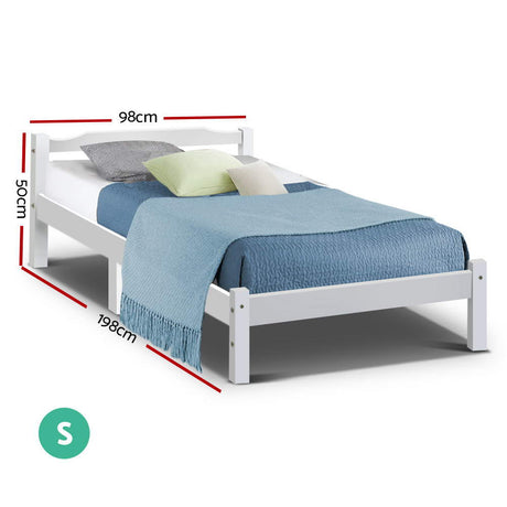 Artiss LEXI single white pine headboard close-up — Allure Home Collections