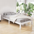 Artiss LEXI single solid pine bed frame in white — full front view — Allure Home Collections