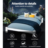 Artiss JADE double white pine bed frame side profile showing 17.5cm low-profile height — Allure Home Collections