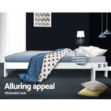 Artiss JADE white pine double bed frame central support beam detail — Allure Home Collections