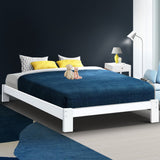Artiss JADE double white pine bed frame showing 197 x 145 x 30cm proportions — Allure Home Collections