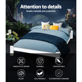 Artiss JADE queen white pine bed frame side profile showing 30cm low profile — Allure Home Collections