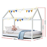 Artiss CASA Kids House Bed Frame — White Solid Pine — Allure Home Collections