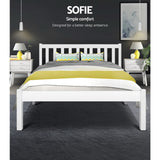 Artiss SOFIE double white pine bed frame side profile showing 23cm clearance — Allure Home Collections