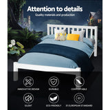 Artiss SOFIE white pine double bed frame styled in bedroom — Allure Home Collections