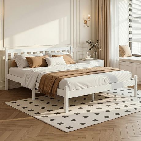 Chieri White Double bed frame in a modern bedroom