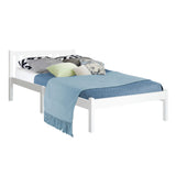 Artiss SOFIE king single solid pine bed frame in white — full front view — Allure Home Collections