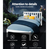 Artiss SOFIE king single white pine bed frame from foot end — Allure Home Collections