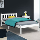 Artiss SOFIE king single white pine bed frame showing Australian mattress fit — Allure Home Collections