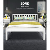 Artiss SOFIE white pine bed frame styled in contemporary bedroom — Allure Home Collections