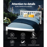 Artiss SOFIE queen white pine bed frame from foot end — Allure Home Collections
