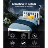Artiss SOFIE single white pine headboard close-up — Allure Home Collections