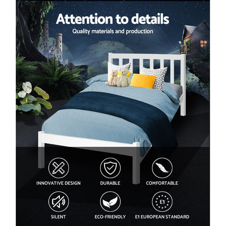 Artiss SOFIE single white pine headboard close-up — Allure Home Collections