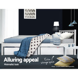 Artiss SOFIE white single pine bed frame styled in bedroom — Allure Home Collections