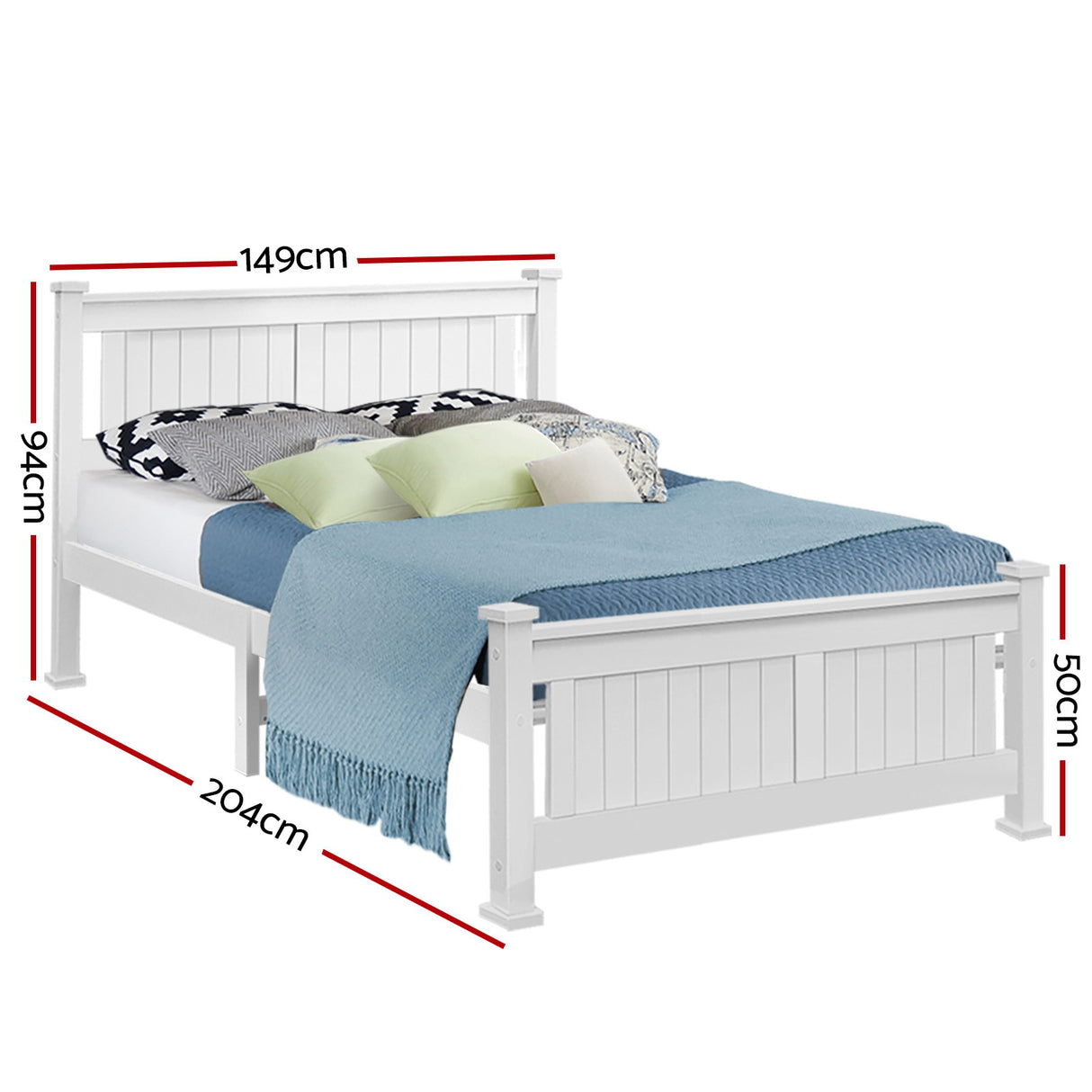 Artiss RIO double white pine headboard close-up — Allure Home Collections