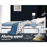 Artiss RIO double white pine bed frame showing 204 x 149 x 94cm proportions — Allure Home Collections