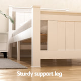 Artiss RIO double white pine storage bed frame from foot end — Allure Home Collections