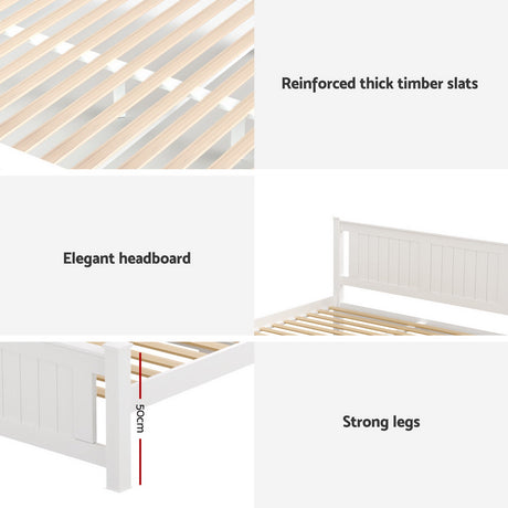 Artiss RIO double white storage bed frame showing 204 x 149 x 94cm proportions — Allure Home Collections