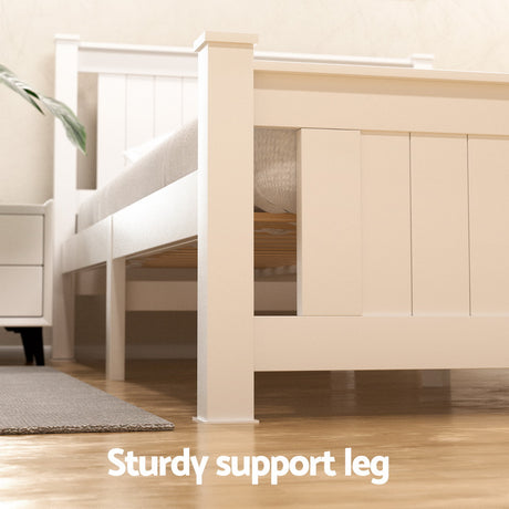 Artiss RIO king single white storage bed frame from foot end — Allure Home Collections