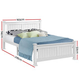 Artiss RIO bed frame white pine headboard close-up — Allure Home Collections