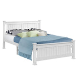 Artiss RIO queen white pine bed frame showing 218 x 165 x 94cm proportions — Allure Home Collections