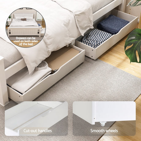 Artiss RIO queen white platform bed frame side profile — Allure Home Collections