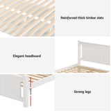 Artiss RIO queen white pine storage bed frame from foot end — Allure Home Collections