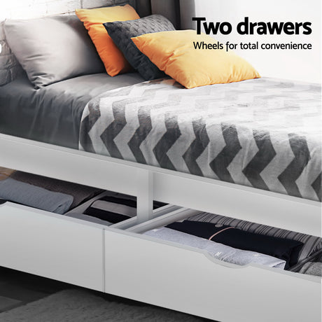 Artiss RIO white single storage bed frame styled in bedroom — Allure Home Collections