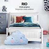 Artiss RIO single white pine storage bed frame showing eco-friendly finish — Allure Home Collections
