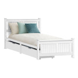 Artiss RIO single white pine storage bed frame showing 1-year warranty — Allure Home Collections