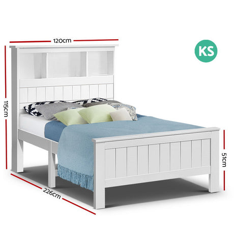 Artiss 3-shelf headboard close-up showing open shelf compartments — Allure Home Collections