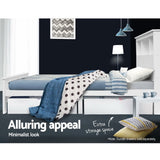 Artiss king single 3-shelf headboard bed frame from foot end — Allure Home Collections