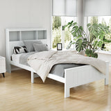 Artiss white king single 3-shelf bed frame showing 23cm clearance — Allure Home Collections