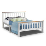 Artiss PONY double white solid pine bed frame showing 200 x 147 x 82cm proportions — Allure Home Collections